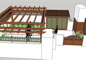 温泉路屋顶花园景观设计SU(草图大师)模型