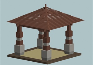 园林景观节点四角亭设计3DMAX模型