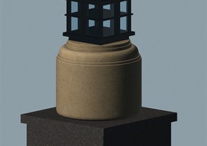 现代中式小灯柱设计3d模型
