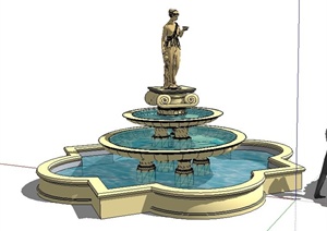 两款欧式水池景观设计SU(草图大师)模型