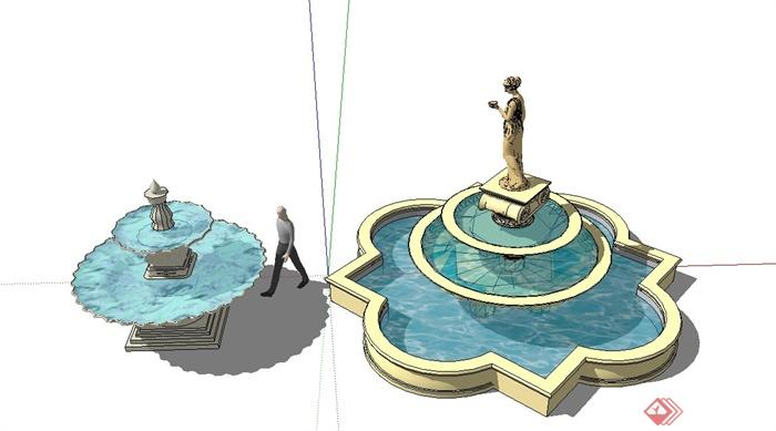 两款欧式水池景观设计SU模型(3)