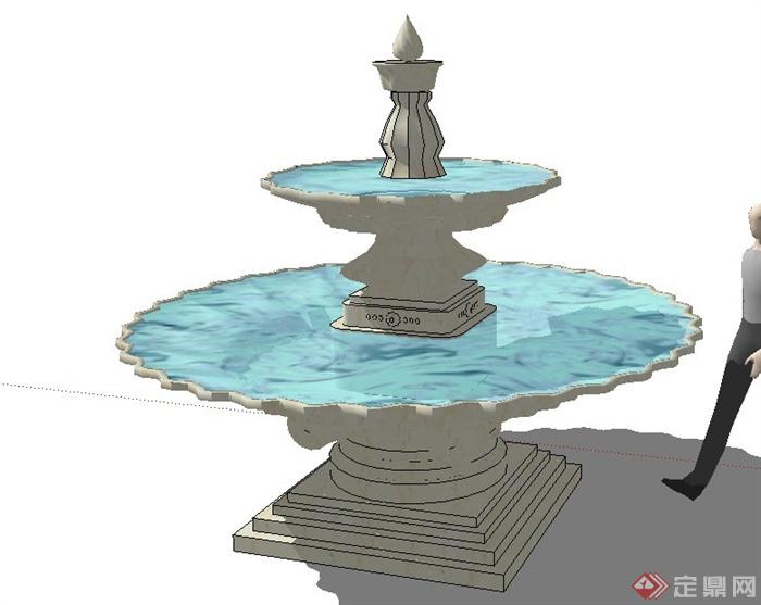 两款欧式水池景观设计SU模型(2)