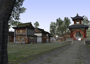 古典中式老城区住宅建筑、商业建筑设计SU(草图大师)模型