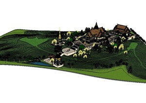 某泰式旅游区景观建筑设计SU(草图大师)模型