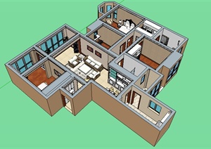 一套欧式室内住宅设计SU(草图大师)模型