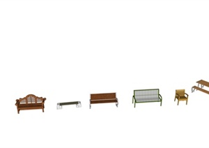 多块室外座椅设计SU(草图大师)模型