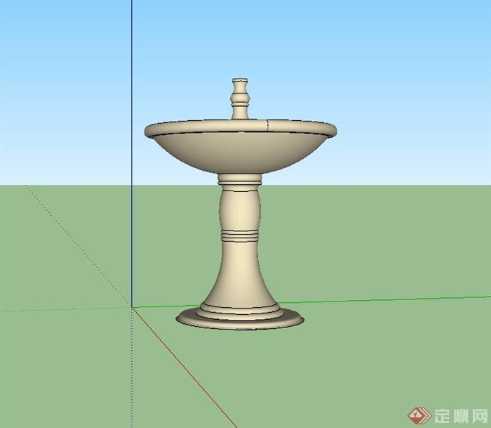 某欧式喷水钵柱设计su模型(2)