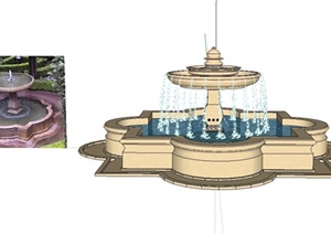 某欧式水池水景设计SU(草图大师)模型