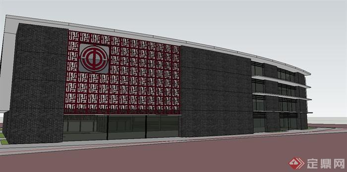 现代中式办公楼建筑设计su模型(5)