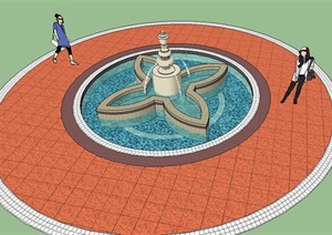 欧式喷泉水景设计SU(草图大师)模型