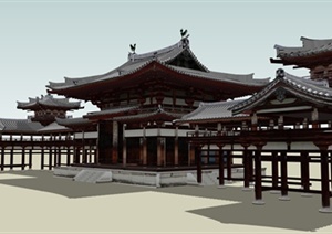 古典中式文化建筑、亭子设计SU(草图大师)模型