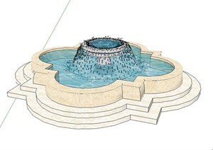 欧式喷泉水池设计SU(草图大师)模型