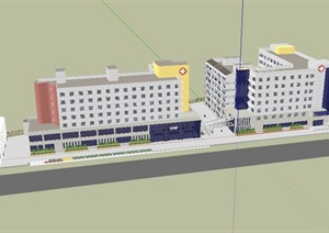 两栋现代医院建筑设计SU(草图大师)模型