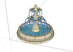 某欧式水钵水池水景设计SU(草图大师)模型