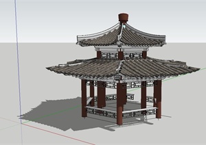 古典中式两层凉亭设计SU(草图大师)模型