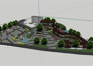 小型公园广场设计SU(草图大师)模型