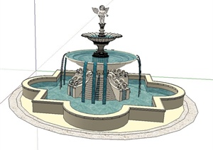 法式水钵水池设计SU(草图大师)模型