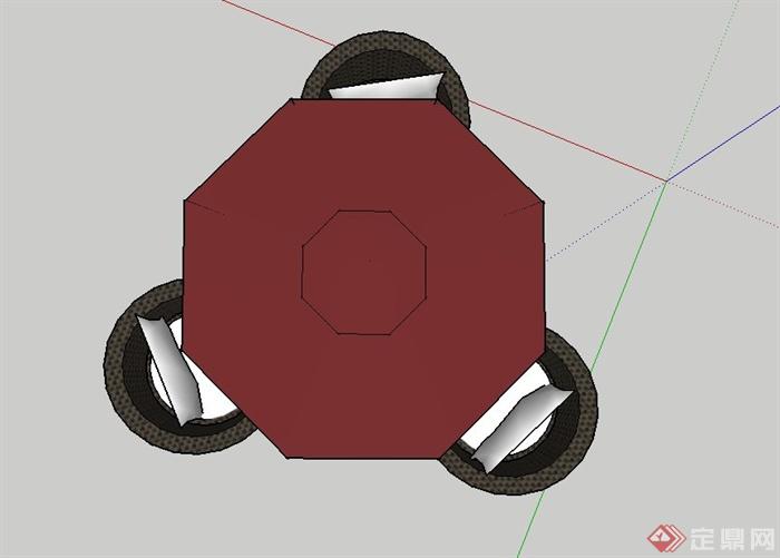 独特造型伞座椅设计su模型(2)