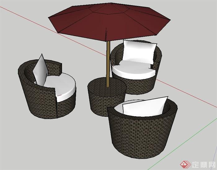 独特造型伞座椅设计su模型(1)