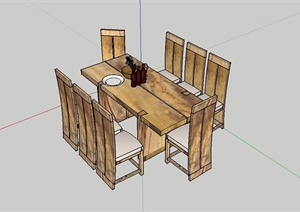 独特木质桌椅设计SU(草图大师)模型