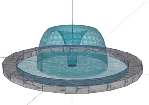 园林景观节点圆形喷泉水池设计SU(草图大师)模型