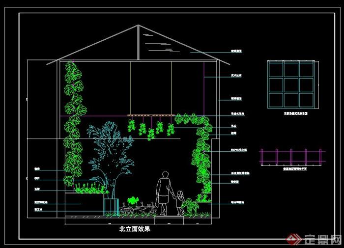 屋顶花园绿化设计cad平面图(2)