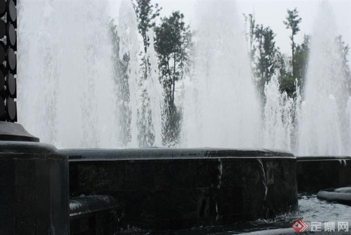 喷泉水池景观,水池壁
