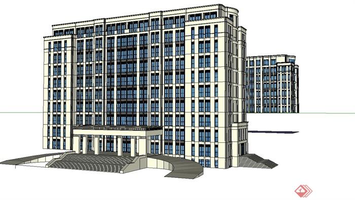一组简单普通的办公楼建筑设计su模型(3)