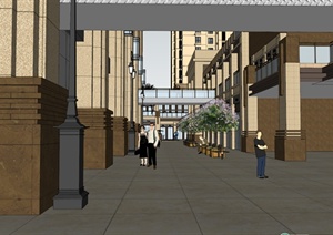 精细完整的商业街商业住宅楼建筑设计SU(草图大师)模型