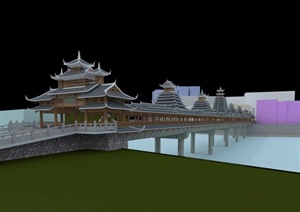 某古典中式风雨桥设计3DMAX模型