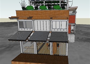 现代某三层精致带阳光房住宅建筑设计SU(草图大师)模型