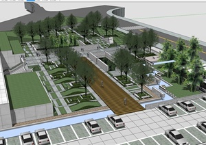 某坡度建筑广场景观设计设计SU(草图大师)模型