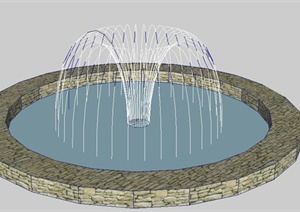 庭院景观圆形喷泉水池景观设计SU(草图大师)模型