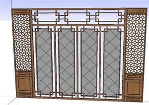 古典中式镂空玻璃屏风隔墙设计SU(草图大师)模型