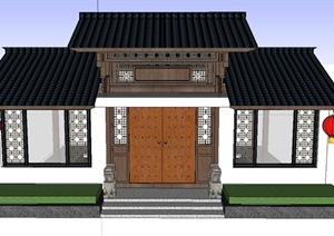 古典中式大门门楼设计SU(草图大师)模型