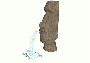 抽象人物雕塑喷泉小品设计SU(草图大师)模型