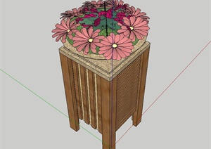 一个现代木质花钵设计SU(草图大师)模型