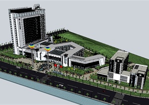 某市区人民医院建筑设计SU(草图大师)模型