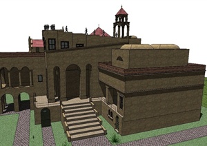某欧式多层古城堡建筑设计SU(草图大师)模型