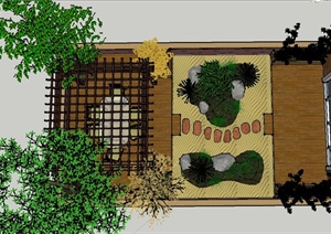 某别墅前院花园景观设计SU(草图大师)模型