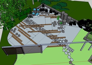 某两层民用住宅建筑庭院景观设计SU(草图大师)模型