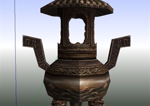 古典中式铁艺香炉设计SU(草图大师)模型
