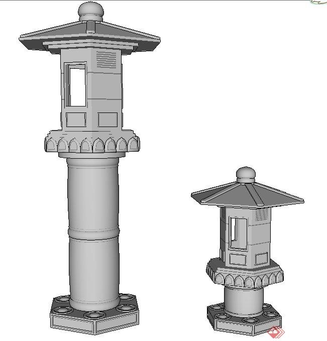 两个石灯笼设计SU模型(1)