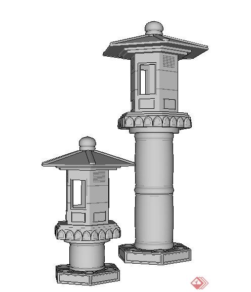 两个石灯笼设计SU模型(2)