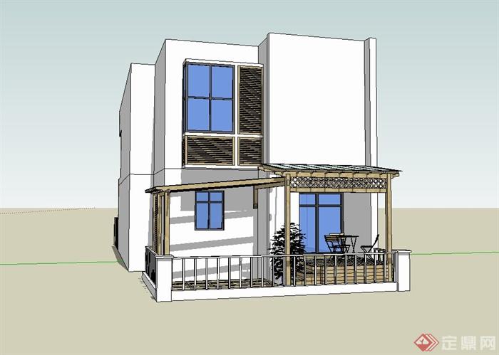 现代别墅住宅建筑设计su模型(1)
