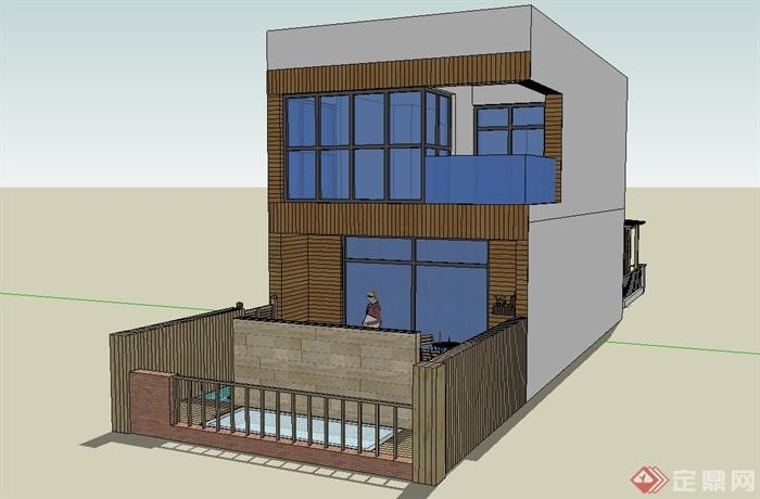 现代别墅住宅建筑设计su模型(2)