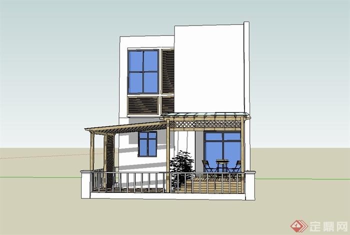 现代别墅住宅建筑设计su模型(3)