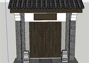 古典中式建筑节点门楼小锤门设计SU(草图大师)模型