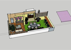 现代别墅花园设计SU(草图大师)模型