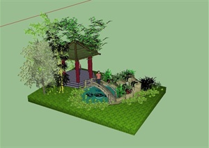 某别墅古典花园设计SU(草图大师)模型